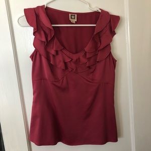 Anne Klein pretty in pink ruffle short sleeve top
